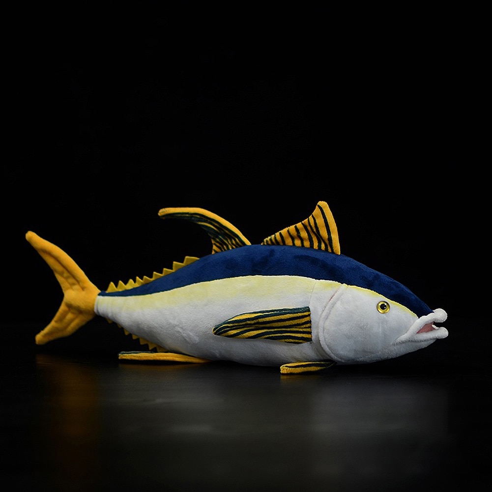 Lifelike Yellowfin Tuna Stuffed Plush Toys Simulation Cute Thunnus albacores Ocean Animals Geography Model Soft Dolls Kids Gifts