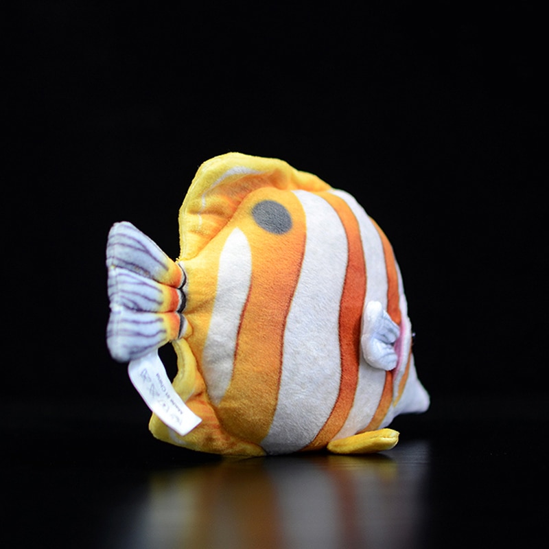 Cute Tropical Fish Longnose Copperband Beaked Butterflyfish Simulation Chelmon Rostratus Animal Soft Real Life Plush Toy Gift