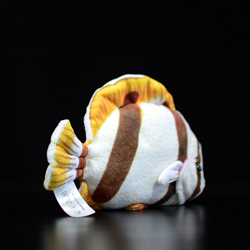 Collection Cute Tropical Fish Chaetodon Hoefleri Four-banded butterflyfish Simulation Marine Life Fin Animal Plush Toy Kids Gift