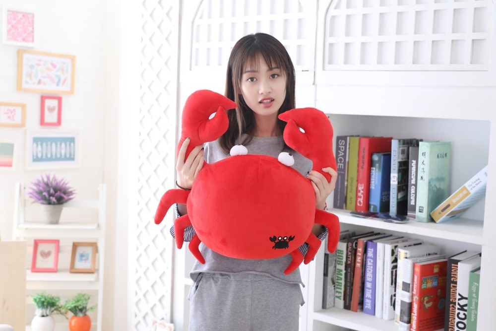 30cm/50cm Kawaii Funny Crab Plush Pillow Soft Red Crab Stuffed Cartoon Animal Toy Sofa Home Decoration Cushion Doll Friends Gift