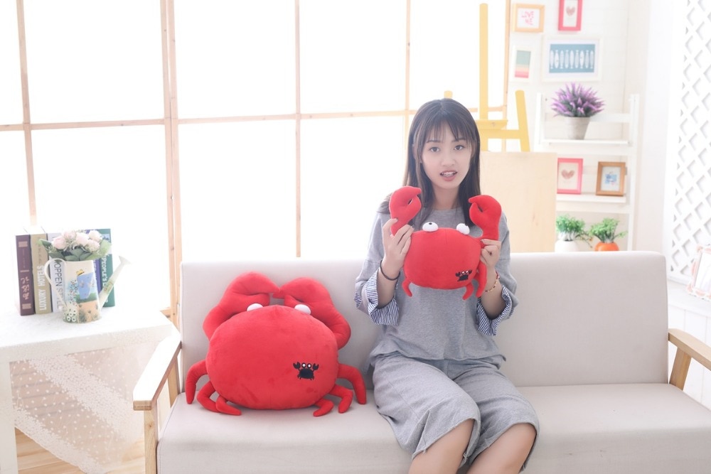 30cm/50cm Kawaii Funny Crab Plush Pillow Soft Red Crab Stuffed Cartoon Animal Toy Sofa Home Decoration Cushion Doll Friends Gift