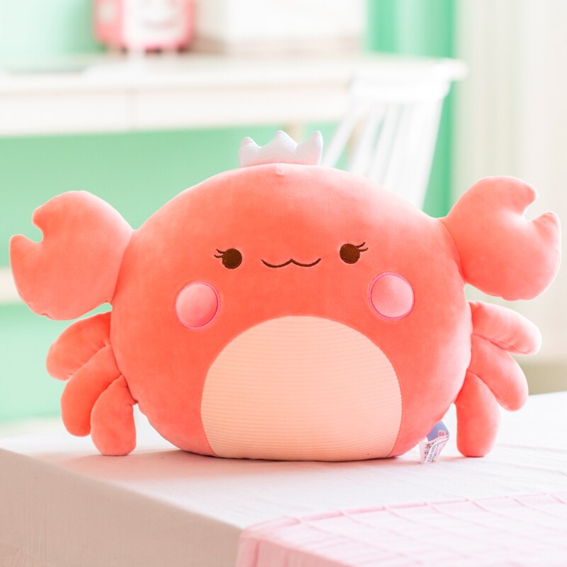 1pc 58cm Down Cotton Stuffed Crab with Crown Plush Toys Underwater Animal Cute Plushie Chair Sofa Cushion Decor Toy Throw Pillow