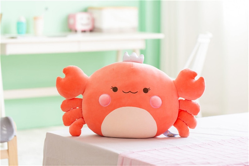58cm Cute Feather Crab With Crown Plush Toy Underwater Animal Plush Chair Sofa Cushion Decorative Kids Birthday Gift Toy Pillow