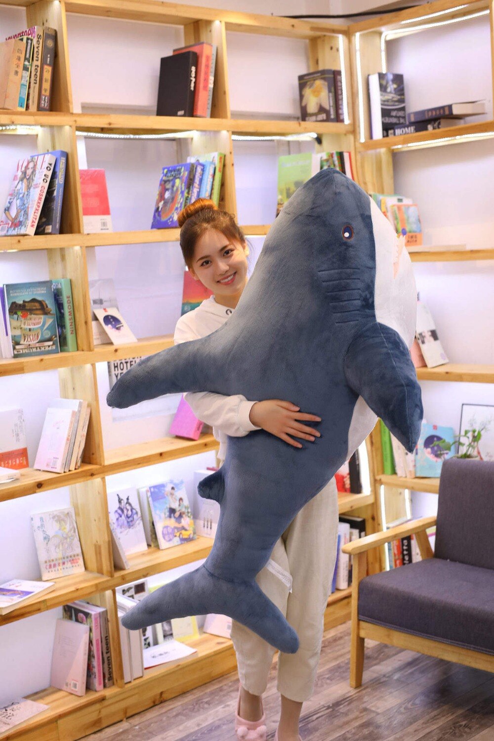 1pc 80/100cm Simulation Giant Size Bite Shark Plush Toys Real Like Creative Animal Shark Pillows Stuffed Soft Toys Children Gift