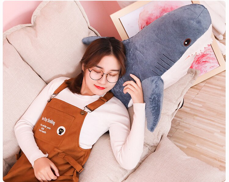 New Arrival Cute 80CM/100CM Big Size Shark Plush Toys Stuffed Soft Real Like Baby Appease Pillow Birthday Gift for Children