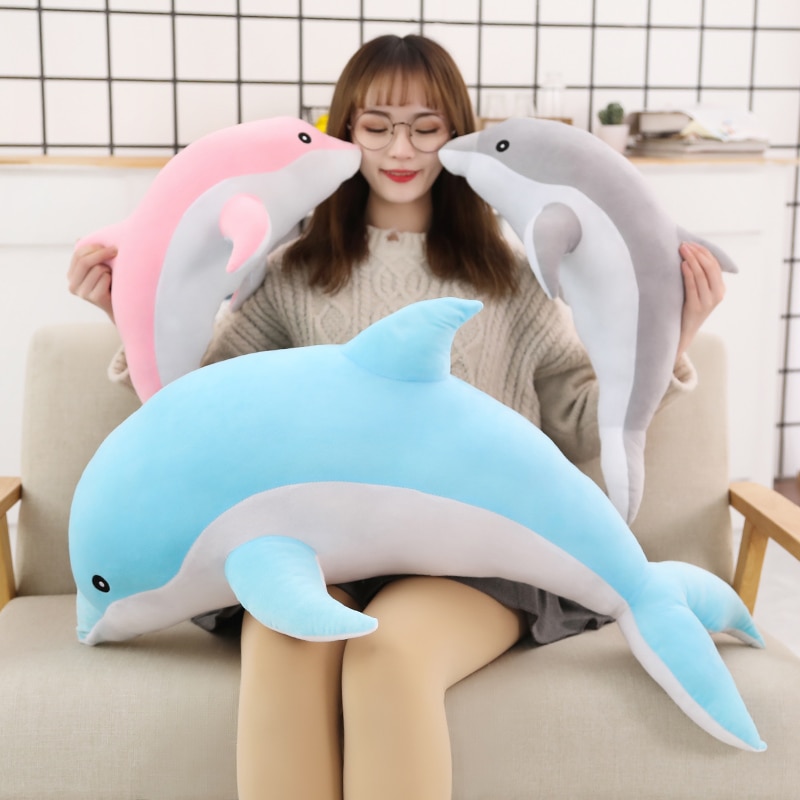 1pc 160CM Big Size kawaii Dolphin Plush Toys Lovely Stuffed Soft Animal Pillow Dolls for Children Girls Sleeping Cushion Gift