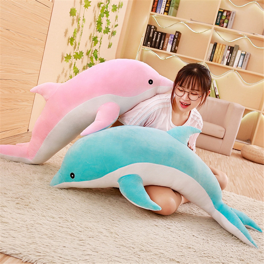 160-30cm Kawaii Soft Dolphin Plush Dolls Stuffed Down Cotton Animal Nap Pillow Creative Kids Toy Christmas Gift for Girls