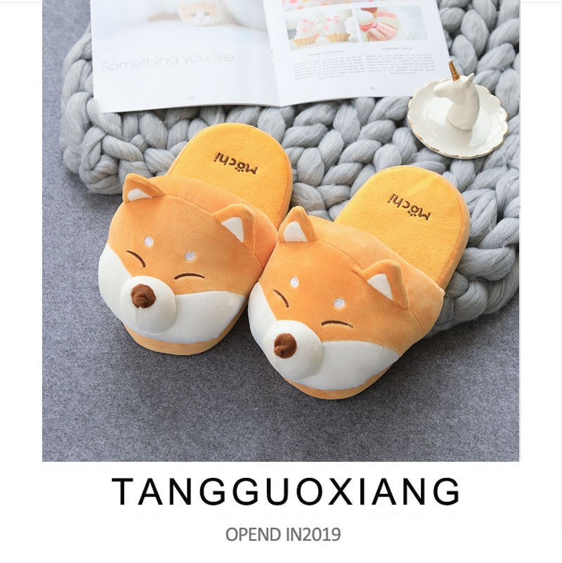 36-40 yards Cute Shiba Inu Soft Stuffed Animals Man Woman Couple Winter Shoes Cotton Gifts Husky Dog Corgi Plush Toys
