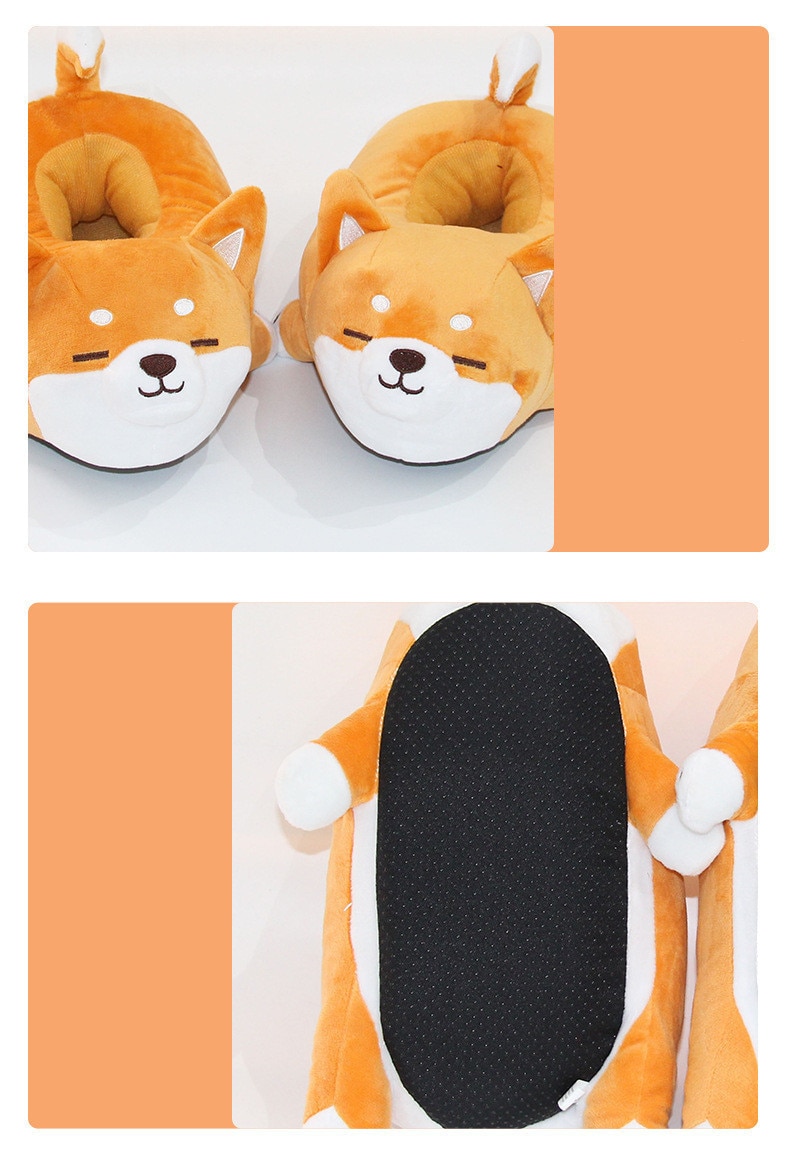 Man Women Funny Slipper 2021 Soft Cute Shiba Inu Dog Slippers Animal Puppy Couples Home Slippers Plush Cotton Household Shoes