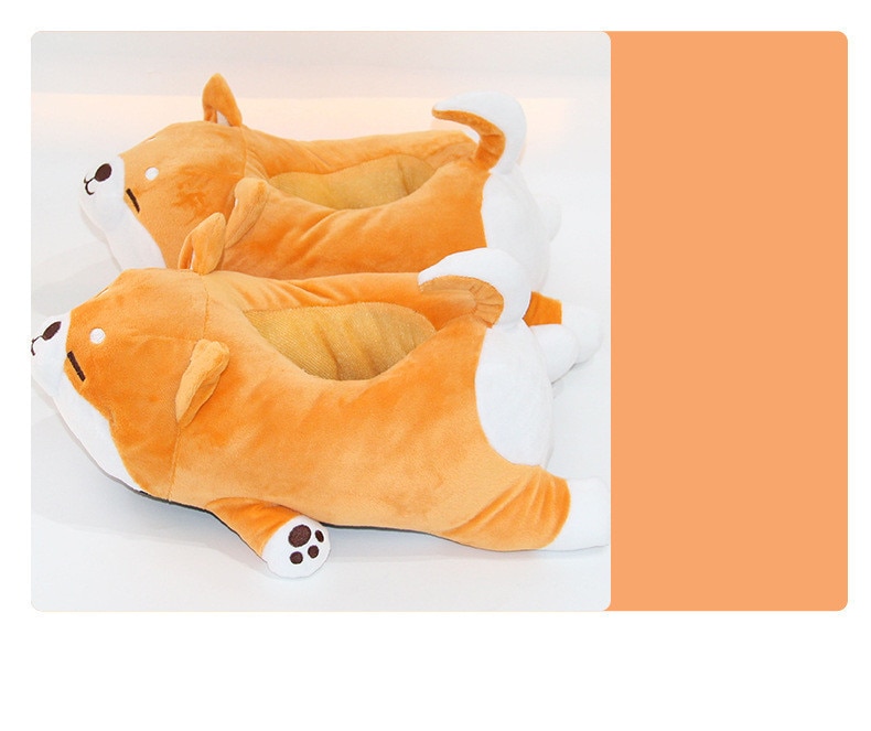 Funny Slipper 2021 Cute Soft Cute Lazy Shiba Inu Dog Slippers Animal Puppy Home Plush Cotton Shoes