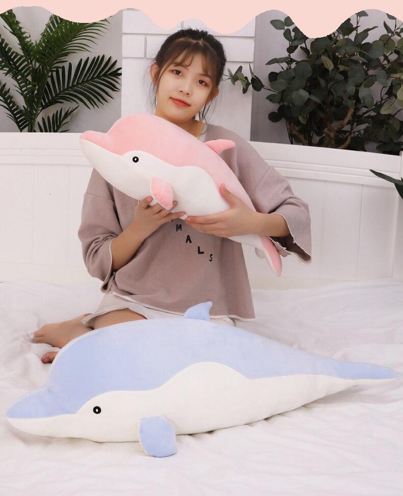 Stuffed Plush Dolphin Toys Pillow Kawaii Sleeping Pillow Cute Animal Doll Plush Toy Children Birthday Christmas Present