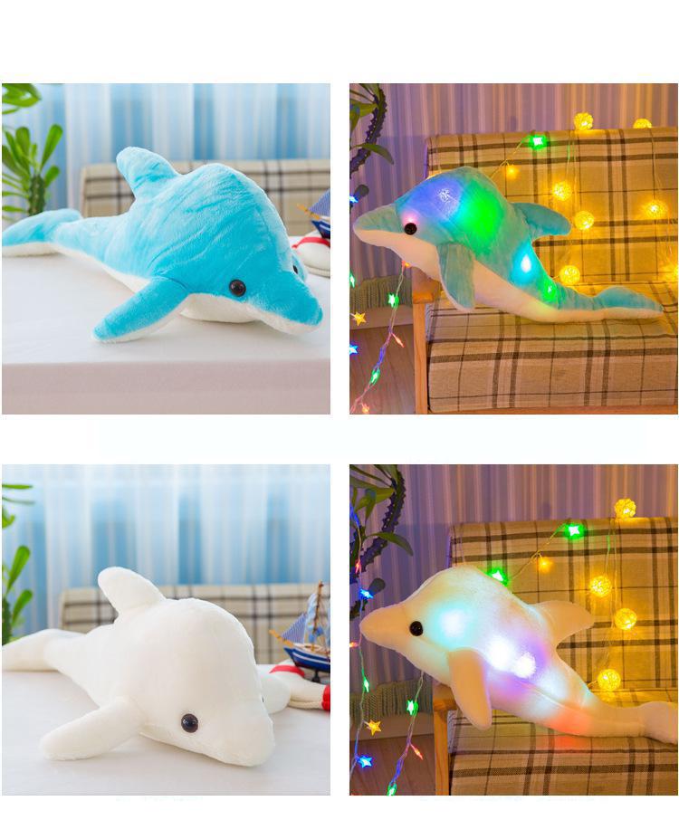 35cm/50cm Luminous Plush Dolphin Dolls Kawaii Light Up Dolphin Pillow Stuffed Toys Colorful Dolphin Plush Night Light Toys