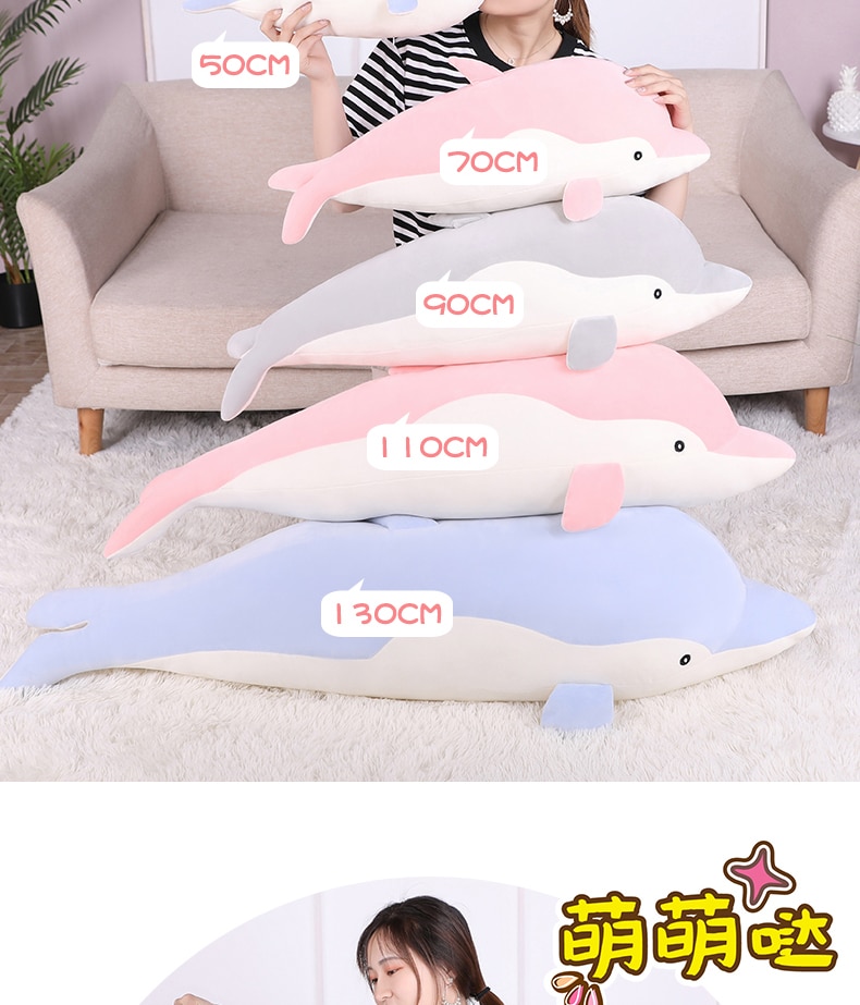 30-90cm Lovely Dolphin Delfin Plush Toys Stuffed Ocean Animals Doll Pillow Cushion Baby Kids Girls Children Birthday Gifts