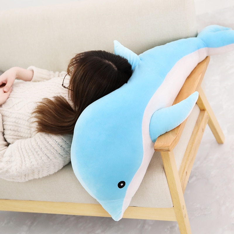 Giant Plush Dolphin Toys Soft Stuffed Dolphin Sea Animals Throw Pillow Valentine's Day confession Gift for Her Girl birthday