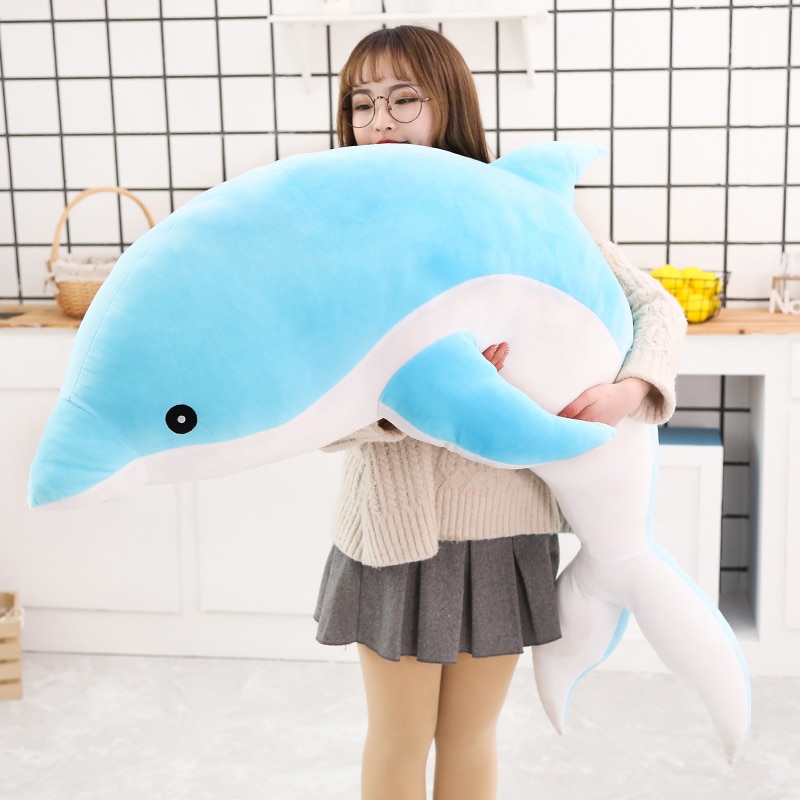 Giant Plush Dolphin Toys Soft Stuffed Dolphin Sea Animals Throw Pillow Valentine's Day confession Gift for Her Girl birthday