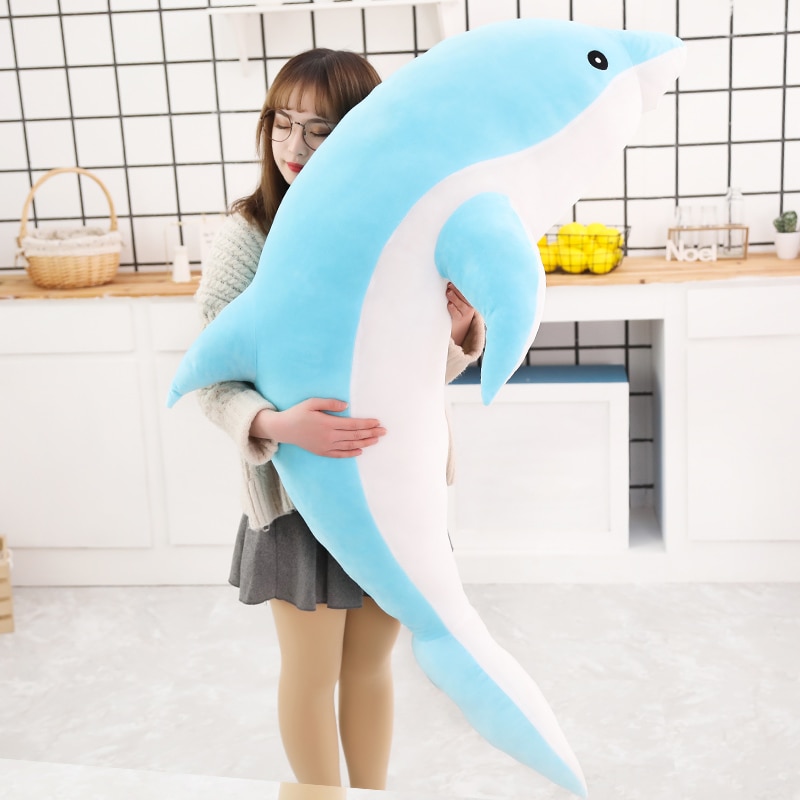 Giant Plush Dolphin Toys Soft Stuffed Dolphin Sea Animals Throw Pillow Valentine's Day confession Gift for Her Girl birthday