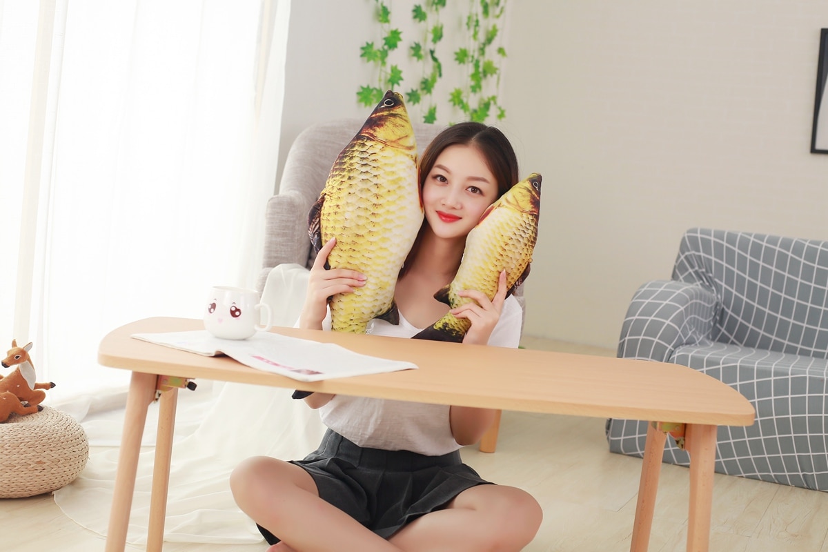 60-120cm 3D Large Simulation Carp Plush Toys Stuffed Soft Animal Fish Plush Sofa Pillow Cushion Funny Gift Kids Toy Room Decor