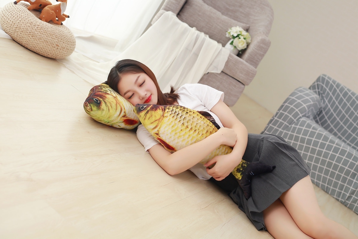 60-120cm 3D Large Simulation Carp Plush Toys Stuffed Soft Animal Fish Plush Sofa Pillow Cushion Funny Gift Kids Toy Room Decor