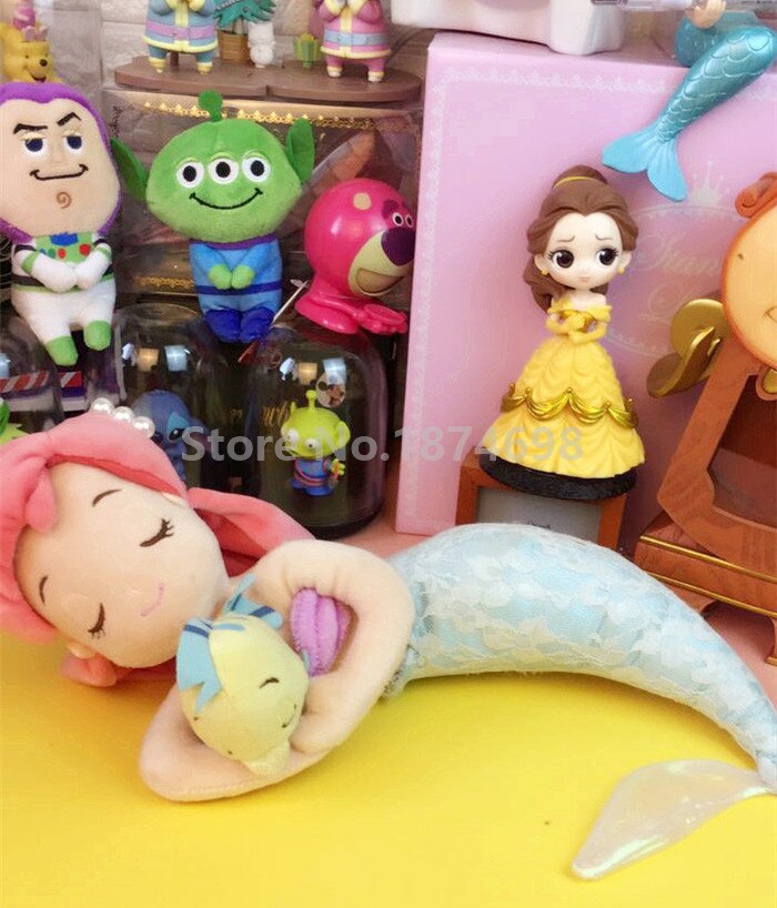 New Cute Goodnight Mermaid Sleeping With Flounder Fish Plush Stuffed Doll Toy 40cm Kids Toys Dolls Baby Girls Christmas Gifts