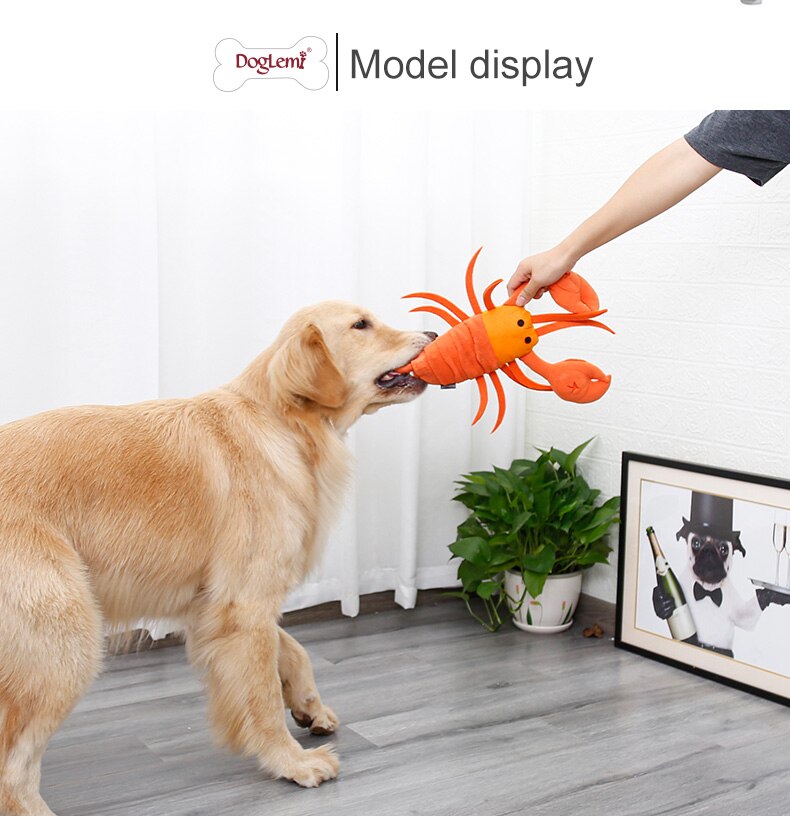 Doglemi Lobster Design Seafood Plush Dog Toy IQ Training Snuffle Training Chewing Pet Toys