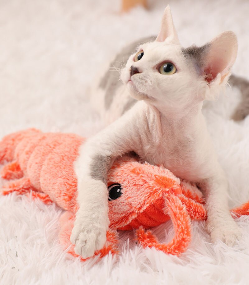 Moving Cat Toy Fish Stuff Electric For Cat Simulation Lobster Stuffed Plush Toys Automatic Interactive Cat Toys Catnip USB