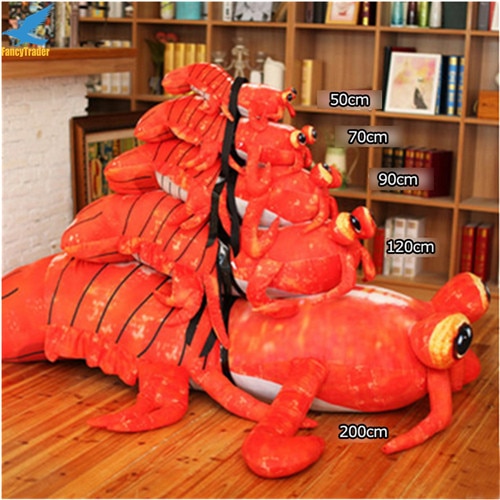 Fancytrader Jumbo Pop Anime Mantis Shrimp Plush Toy Giant Stuffed Soft Simulated Sea Animals Lobster Doll for Adult and Children