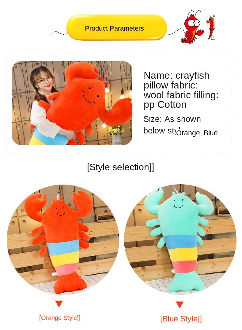 1m Big New Plush Toys Cartoon Colored Animal Shrimp Pillow Stuffed Dolls Funny Cute Plush Lobster Toys For Children Kids Friends