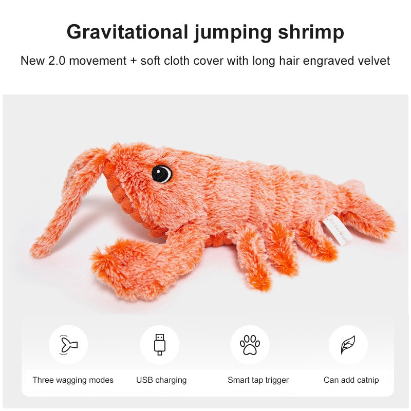 USB Charging Pet Plush Toy Cat Chew Toys Bite-Resistant Simulation Jumping Lobster Cleaning Tooth Tugging Interactive Supplies