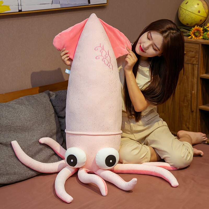 Soft lifelike Squid Plush Toy Stuffed Sea animals Hug plushie pillow Simulation octopus Sleeping Nap pillow for kids School gift