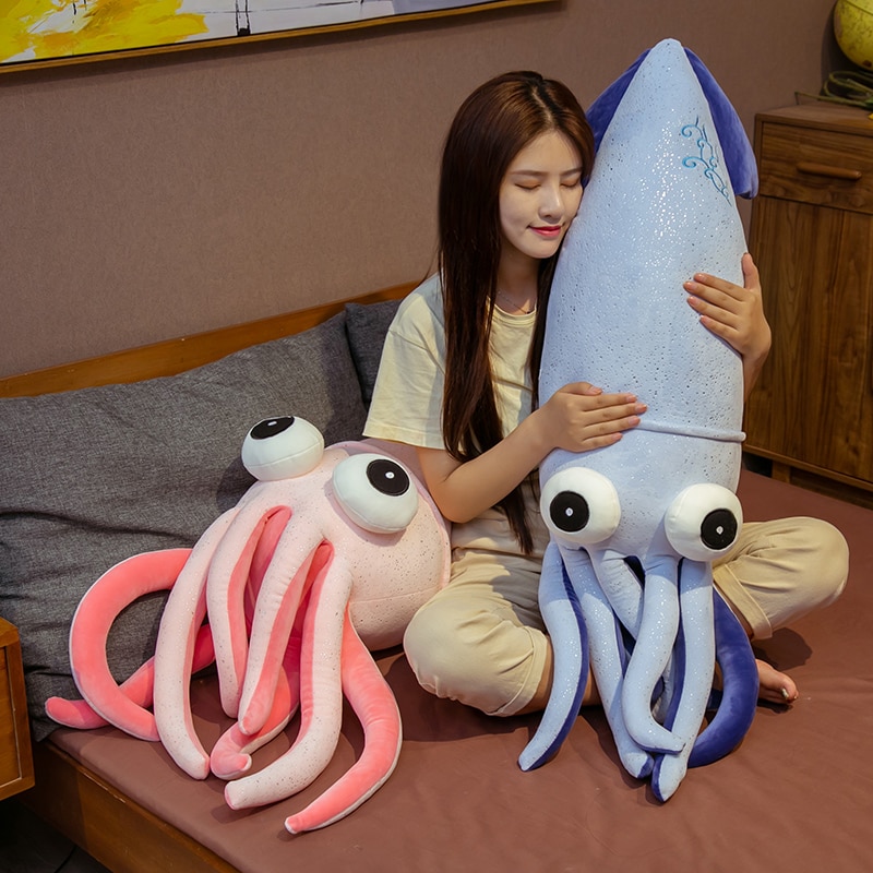 Soft lifelike Squid Plush Toy Stuffed Sea animals Hug plushie pillow Simulation octopus Sleeping Nap pillow for kids School gift