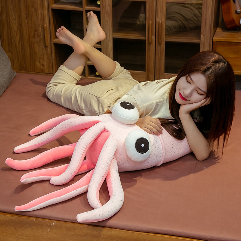 70-130CM New Spoof Octopus Plush Toy Stuffed Animal Blue/Pink Squid Pillow Creative Bed Sleeping Cushion For Boys Girl Kids Gift
