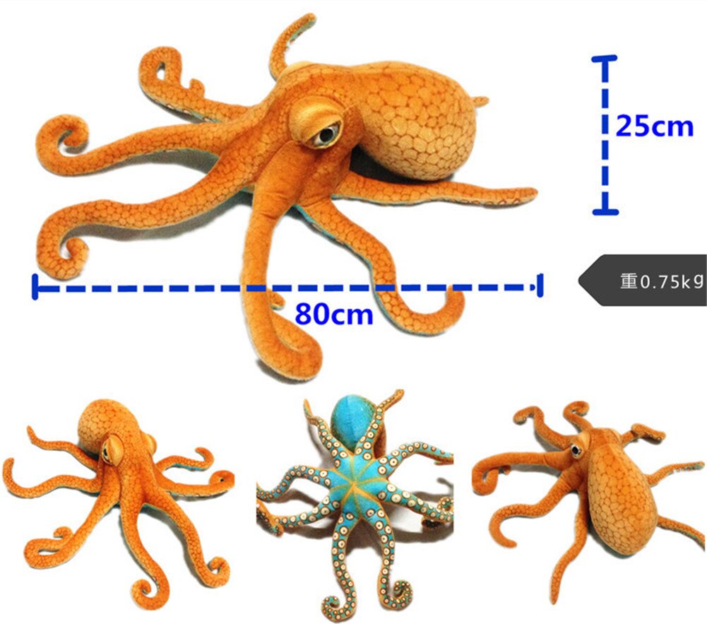 real life octopus plush toy simulation of marine animals plush toy octopus car sofa cushion pillow decoration gift toy 80cm