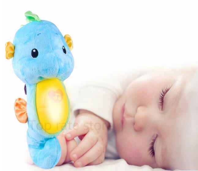 Cute Baby Toys Soft Plush toys Doll Seahorse Musical Sound Toys BB Child Sleep Lamp baby appease Nightlight Enlightenment Toys
