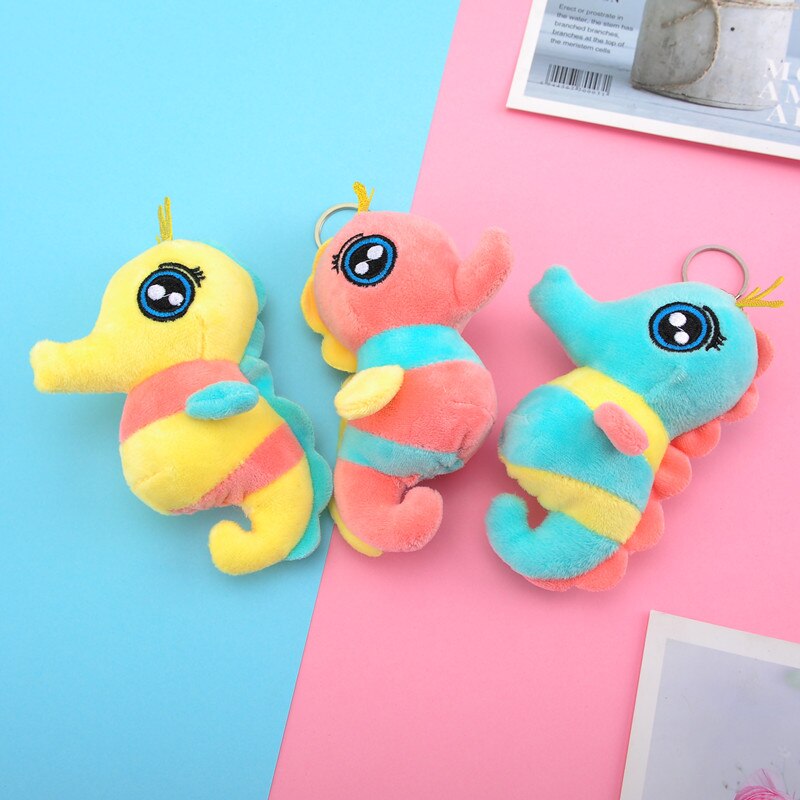 1PCS Cute Marine Animal Color Seahorse Plush Toy Keychain Doll Bag Pendant Clothes Apparel Accessories Gift