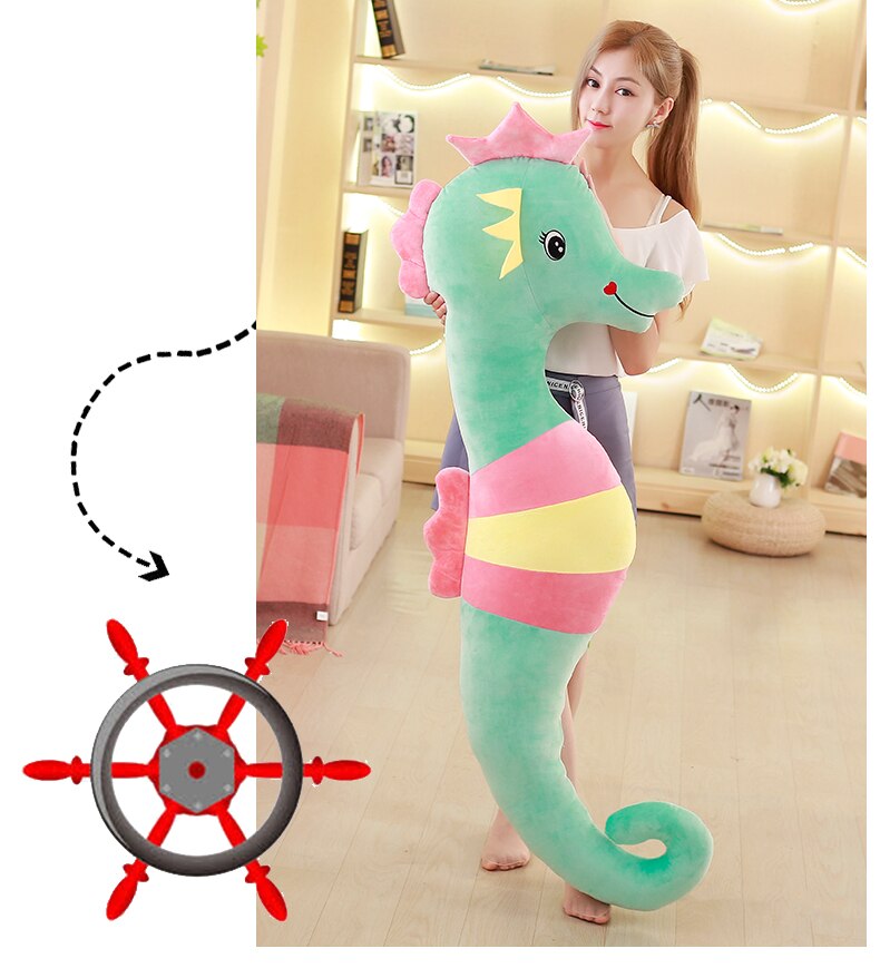Giant Seahorse Plush Toys Colorful Stuffed Plush Doll Cartoon Plush-Pillow Cotton Cushion Birthday Gift for Children