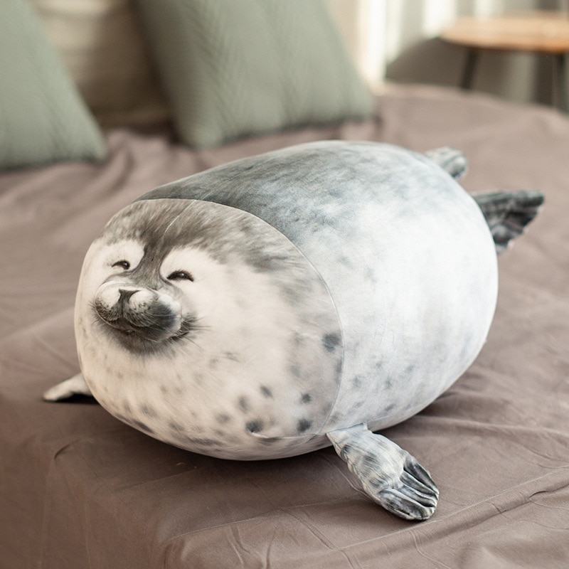 New Chubby Blob Seal Pillow 3D Novelty Stuffed Cotton Plush Animal Toy Cute Ocean Pillow Gifts for Kids Girls Hot sale