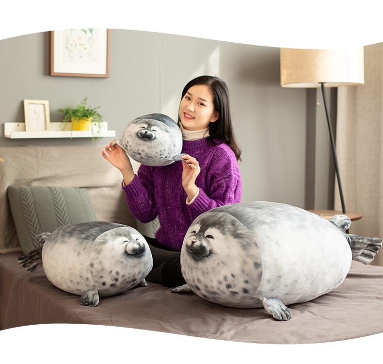 3D Novelty Throw Pillow Soft Seal Plush Stuffed Plush Soft Giant Big Doll Pillow 