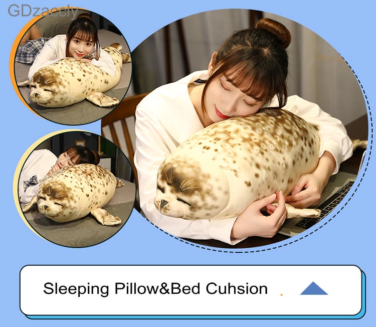 3D Print Simulation Seal Toy Pillow Plush Stuffed Sea World Animal Seal Throw Pillows Sea Lion Nap Sleeping Pillow Doll Toy Kids