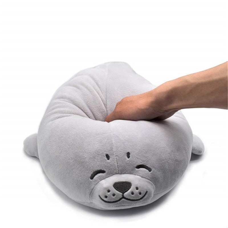 YINGGG Cute Chubby Plush Seal Pillows, Big Stuffed Animals 27.2 inch Kawaii Anime Plushies Hugging Pillow Gray Toy Gifts