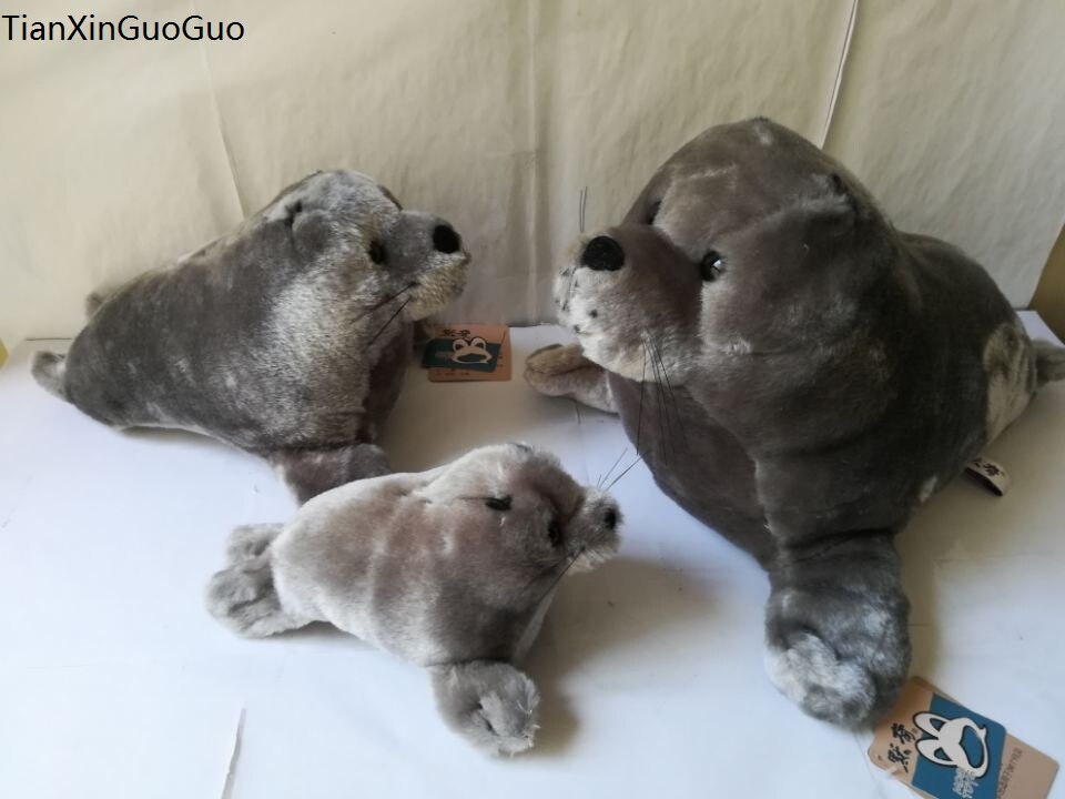 new arrival gray seal plush toy soft doll throw pillow one lot/3 pcs different sizes,Christmas gift w0295