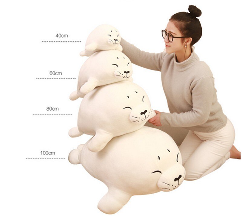 Fancytrader Seal Plush Baby Doll Large Stuffed Cartoon Animal Arctic Seal Toy White Bear Kids Gift Pillow 39inches 100cm