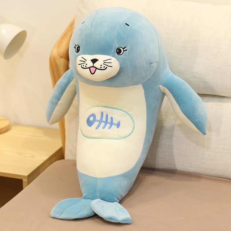 Kawaii Fishbone Seal Plush Toy Baby Toys Kid Toys Stuffed Plush Animal Girl Christmas Gifts Toys for Children Home Decor