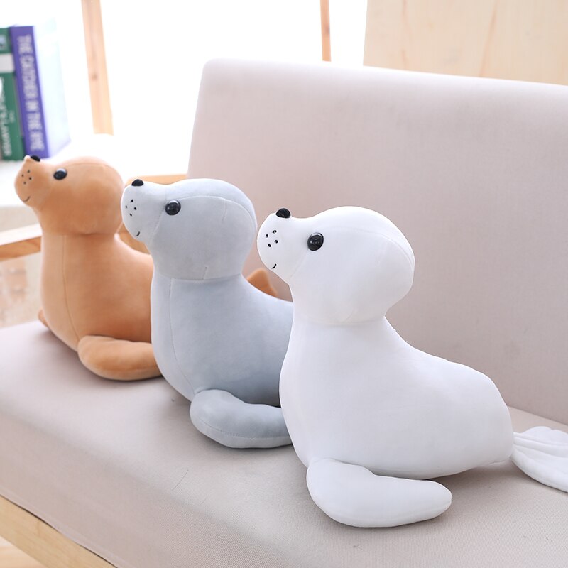 35cm 60cm Lovely Elastic Seals Marine Animal Stuffed Pillow Creative Holiday Doll Toy Kids Gift