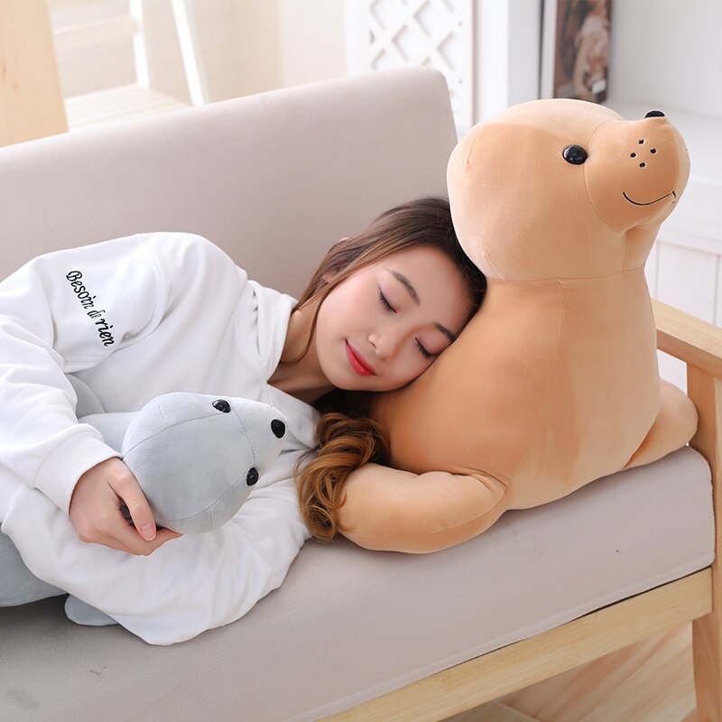 35cm 60cm Lovely Elastic Seals Marine Animal Stuffed Pillow Creative Holiday Doll Toy Kids Gift