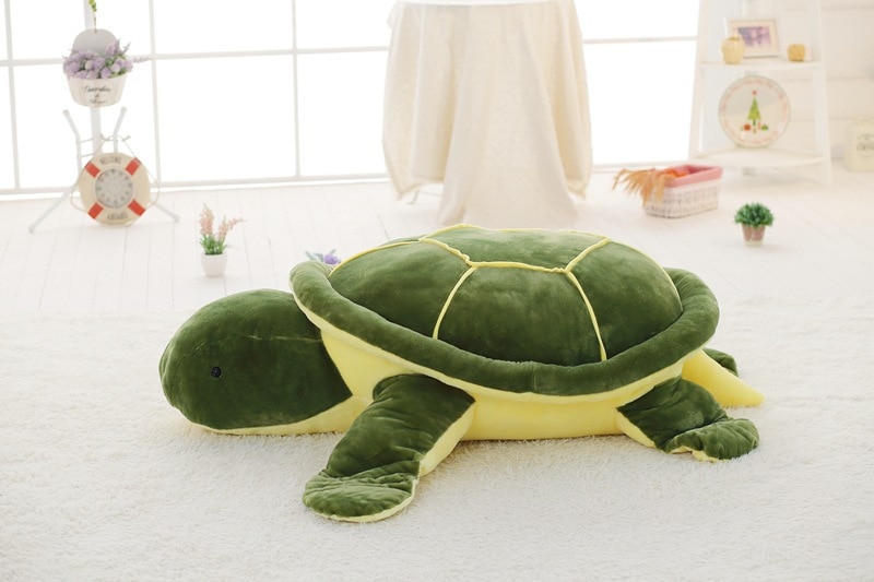 Cute Turtle Doll Holiday Present For Children Stuffed Toy With Green Hair Turtle Doll Big Throw Pillow Comfortable Fabric