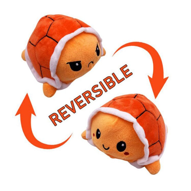 Reversible Turtle Plush Toy Stuffed Angry Flip Happy Toys Soft Cute Double-Sided Colorful Animal Doll Popular Children Gifts
