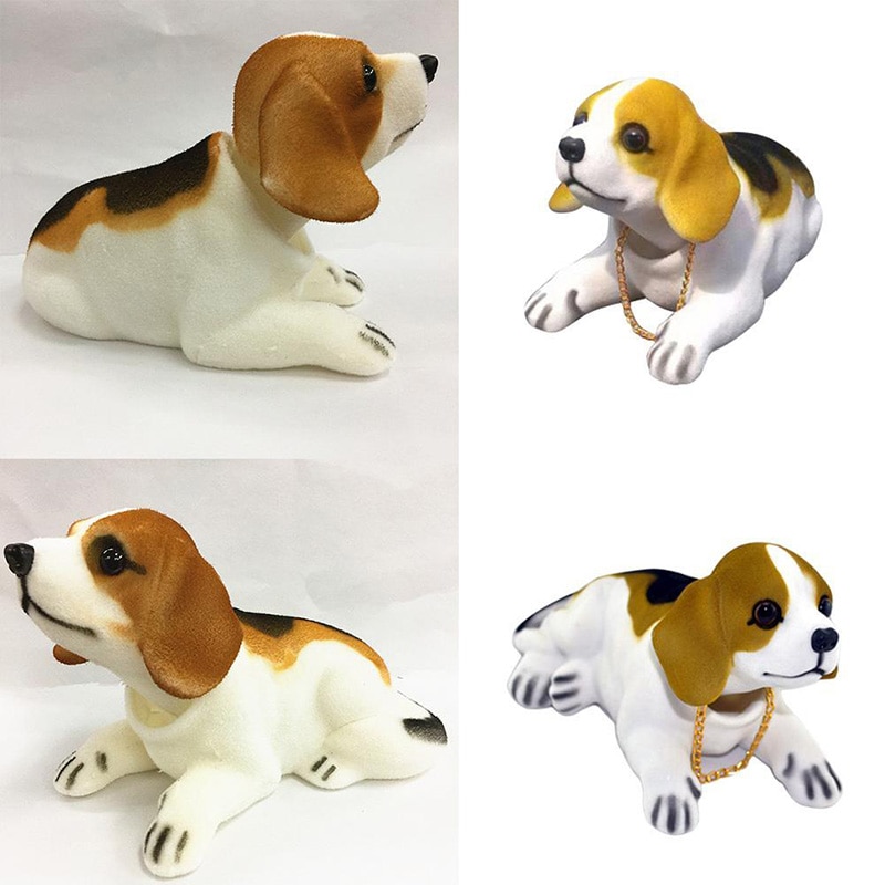 Car Ornament Resin Sheaking Head Beagle Dog Lovely Nodding Puppy Plush Doll Car Accessories Dashboard Decoration Cushion