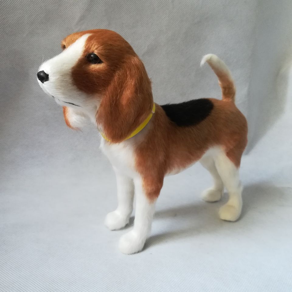 lifelike dog beagle hard model plastic&fur standing dog about 22x18cm handicraft,home decoration toy Xmas gift w0586