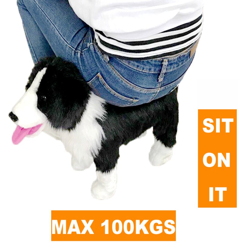 2021 hot sell lifelike border collie dog seat stuffed animal seat realistic border collie plush toy seat