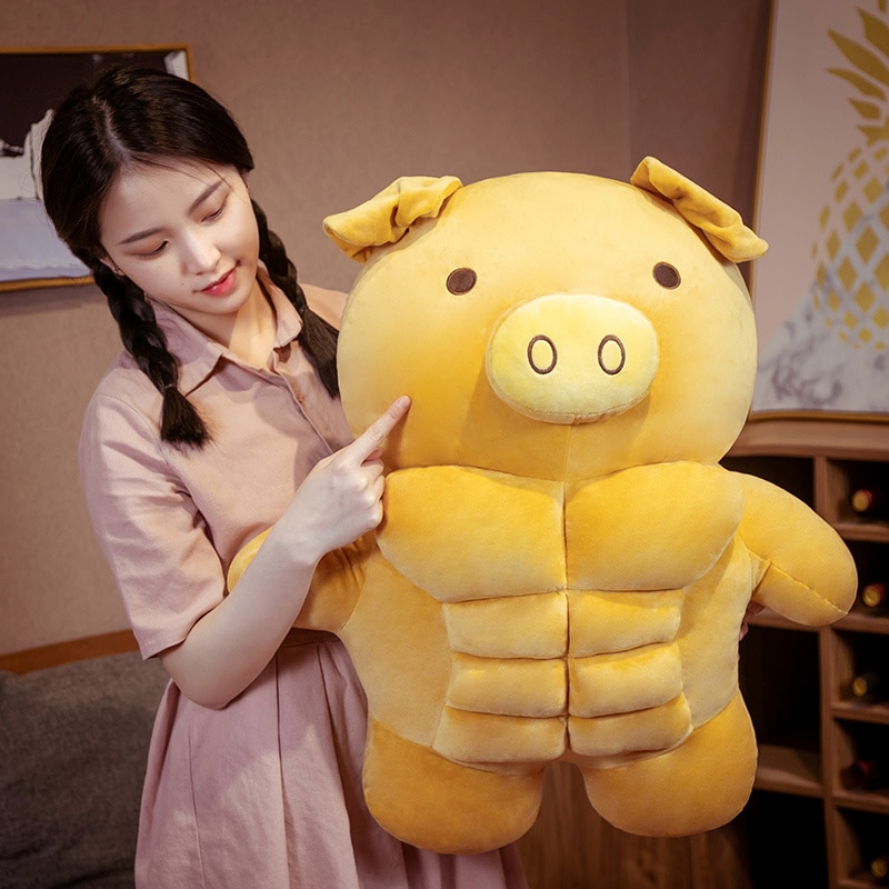 Kawaii Plush Bread Big Muscle Bear Toys Soft Stuffed Animals Doll For Boyfriend